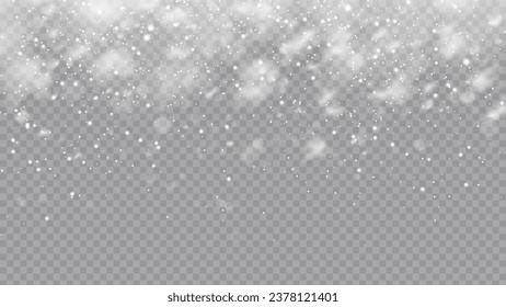 Vector heavy snowfall, snowflakes in different shapes and forms. Snow flakes, snow background. Falling Christmas.  Stock royalty free vector illustration. PNG