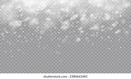 Vector heavy snowfall, snowflakes in different shapes and forms. Snow flakes, snow background. Falling Christmas.  Stock royalty free vector illustration. PNG