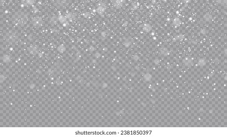 Vector heavy snowfall, snowflakes in different shapes and forms. Snow flakes, snow background. Falling Christmas.  Stock royalty free vector illustration. PNG