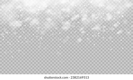 Vector heavy snowfall, snowflakes in different shapes and forms. Snow flakes, snow background. Falling Christmas.  Stock royalty free vector illustration. PNG