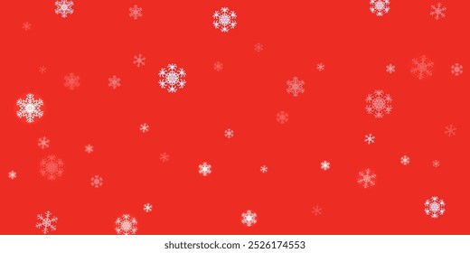 Vector heavy snowfall, snowflakes in different shapes and forms.  Subtle flying snowflakes illustration. Wintertime fleck ice particles. 