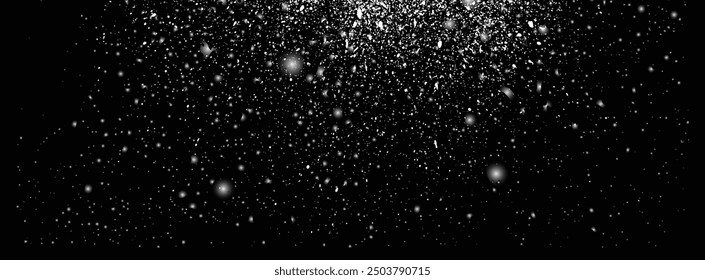 Vector heavy snowfall snowflakes flying snow background