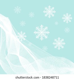 Nevada vectorial pesada, copos de nieve de varias formas y tamaños. 