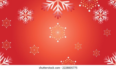 Vector Heavy Snowfall, Snowflakes in Various Shapes and Forms. Many White Cold Flakes Elements On festive Red Background 