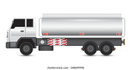 Vector of heavy truck and chemical tank.