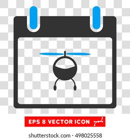 Vector Helicopter Calendar Day EPS vector pictograph. Illustration style is flat iconic bicolor blue and gray symbol on a transparent background.