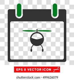 Vector Helicopter Calendar Day EPS vector pictogram. Illustration style is flat iconic bicolor green and gray symbol on a transparent background.