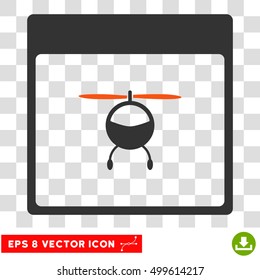 Vector Helicopter Calendar Page EPS vector icon. Illustration style is flat iconic bicolor orange and gray symbol on a transparent background.