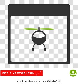 Vector Helicopter Calendar Page EPS vector pictograph. Illustration style is flat iconic bicolor eco green and gray symbol on a transparent background.
