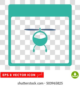 Vector Helicopter Calendar Page EPS vector icon. Illustration style is flat iconic bicolor cobalt and cyan symbol on a transparent background.