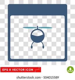 Vector Helicopter Calendar Page EPS vector pictogram. Illustration style is flat iconic bicolor cyan and blue symbol on a transparent background.