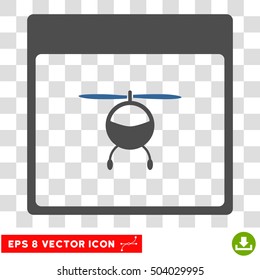 Vector Helicopter Calendar Page EPS vector pictogram. Illustration style is flat iconic bicolor cobalt and gray symbol on a transparent background.