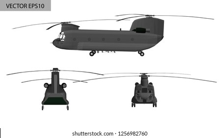 Vector helicopter carrying equipment for the military.