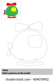 Vector Helicopter Cartoon. Coloring book for children