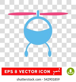 Vector Helicopter EPS vector pictograph. Illustration style is flat iconic bicolor pink and blue symbol on a transparent background.