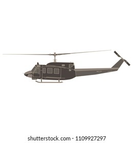 Vector helicopter flat icon isolated. Aircraft side view design illustration aviation.