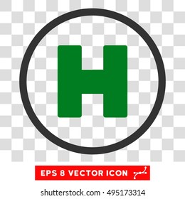 Vector Helicopter Landing EPS vector icon. Illustration style is flat iconic bicolor green and gray symbol on a transparent background.