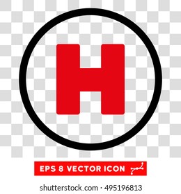 Vector Helicopter Landing EPS vector pictograph. Illustration style is flat iconic bicolor intensive red and black symbol on a transparent background.