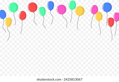 Vector helium balloons png. Multi-colored helium balloons. Decoration, decor for the holiday.