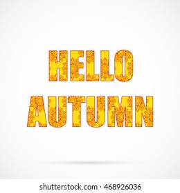 Vector Hello Autumn with orange pattern over white