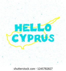 Vector Hello Cyprus Text Design illustration turquoise