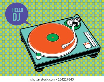 vector hello DJ on green