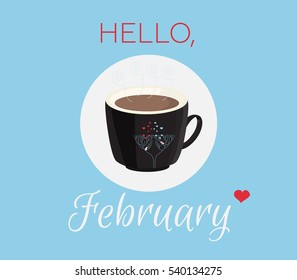 vector hello February poster