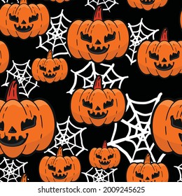 Vector of  hello Halloween  funny party  or greeting cards with spider web calligraphy and traditional symbols black  background.