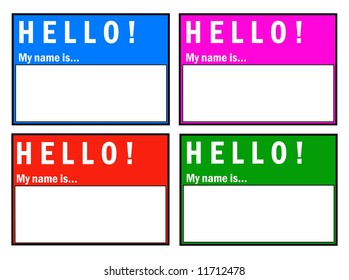 Vector Hello! My Name Is... Badge Set