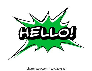 Vector Hello speech bubble. Colorful emotional icon isolated on white background. Comic and cartoon style