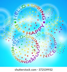 Vector Hello Spring typographical background.