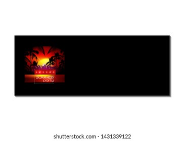Vector Hello Summer Beach Party Flyer, banner invitation disco party sunset background vector isolated 