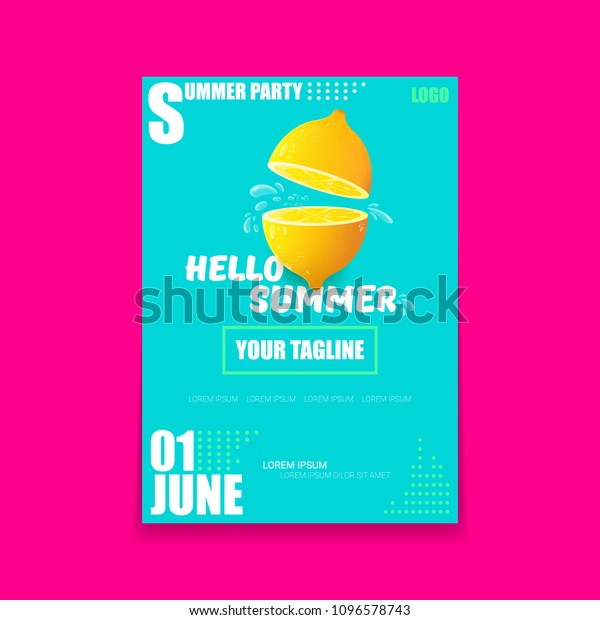 Download Vector Hello Summer Beach Party Vertical Stock Vector (Royalty Free) 1096578743
