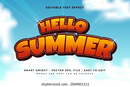 Vector Hello Summer Editable 3D Text Effects Template