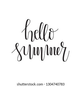 Vector Hello Summer Hand Lettering. Modern Hand Drawn Calligraphy