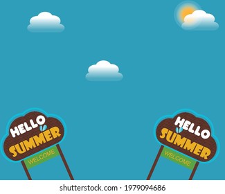 Vector Hello Summer Holiday typographic illustration on vintage wood background