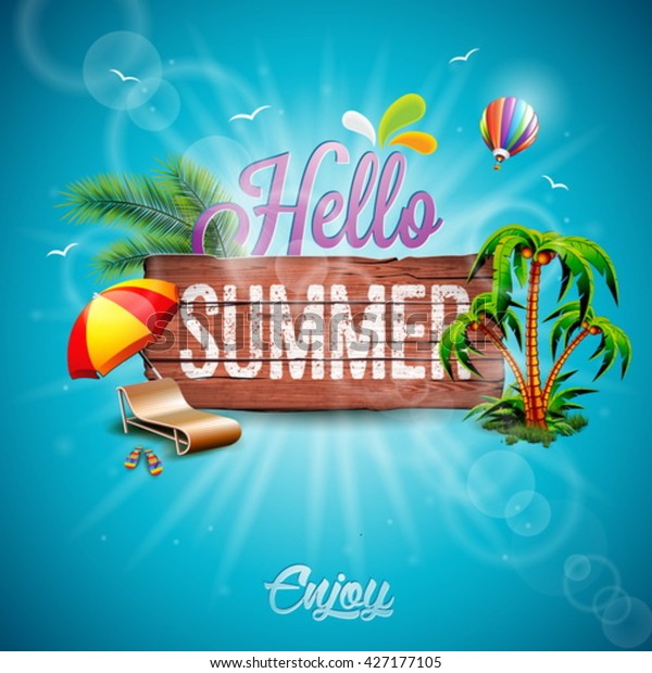 Vector Hello Summer Holiday Typographic Illustration Stock Vector Royalty Free