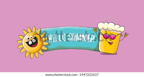 Vector Hello Summer Horizontal Banner Cartoon Stock Vector Royalty Free