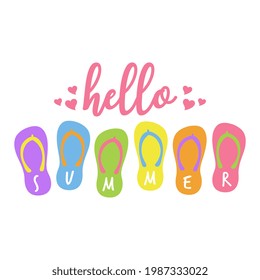 Vector Hello Summer Illustration on White Background