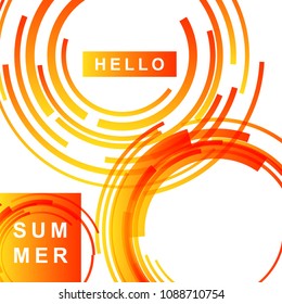 vector hello summer poster with circle technology abstract shape. Summer holiday concept illustration.