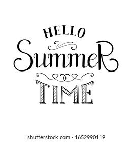 Vector hello summer time lettering.