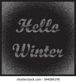 Vector hello winter greeting card.