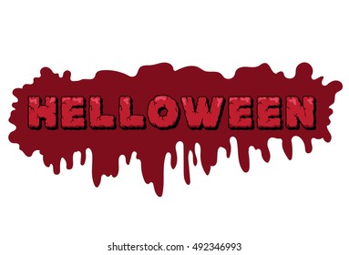 Vector helloween sign with bruising blood and white background, bloody splashes, zombie, scary, thriller, zombie, letters
