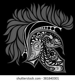 Vector helmet of Achilles on a black background