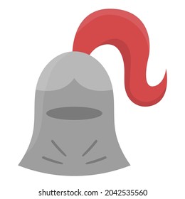Vector helmet icon. Fairy tale knight armor. Fairytale soldier head shield clothes. Cartoon medieval accessory illustration.
