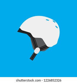 Vector helmet isolated on blue background. Sport accessories for protection. Eps 10.