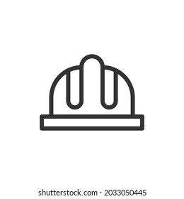 Icono de línea de casco vectorial. Símbolo con estilo de contorno de moda. Ilustración vectorial aislada en un fondo blanco. 