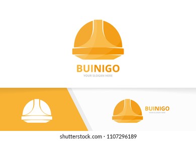 Vector helmet logo combination. Hat symbol or icon. Unique safety logotype design template.