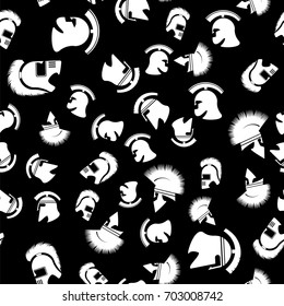 Vector Helmet Seamless Pattern Isolated on Black Background
