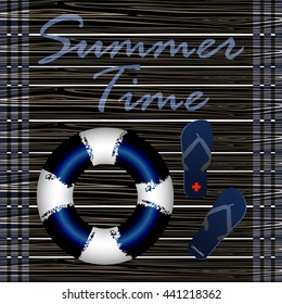  vector , help and assistance with blue  lifebuoy and flip flop